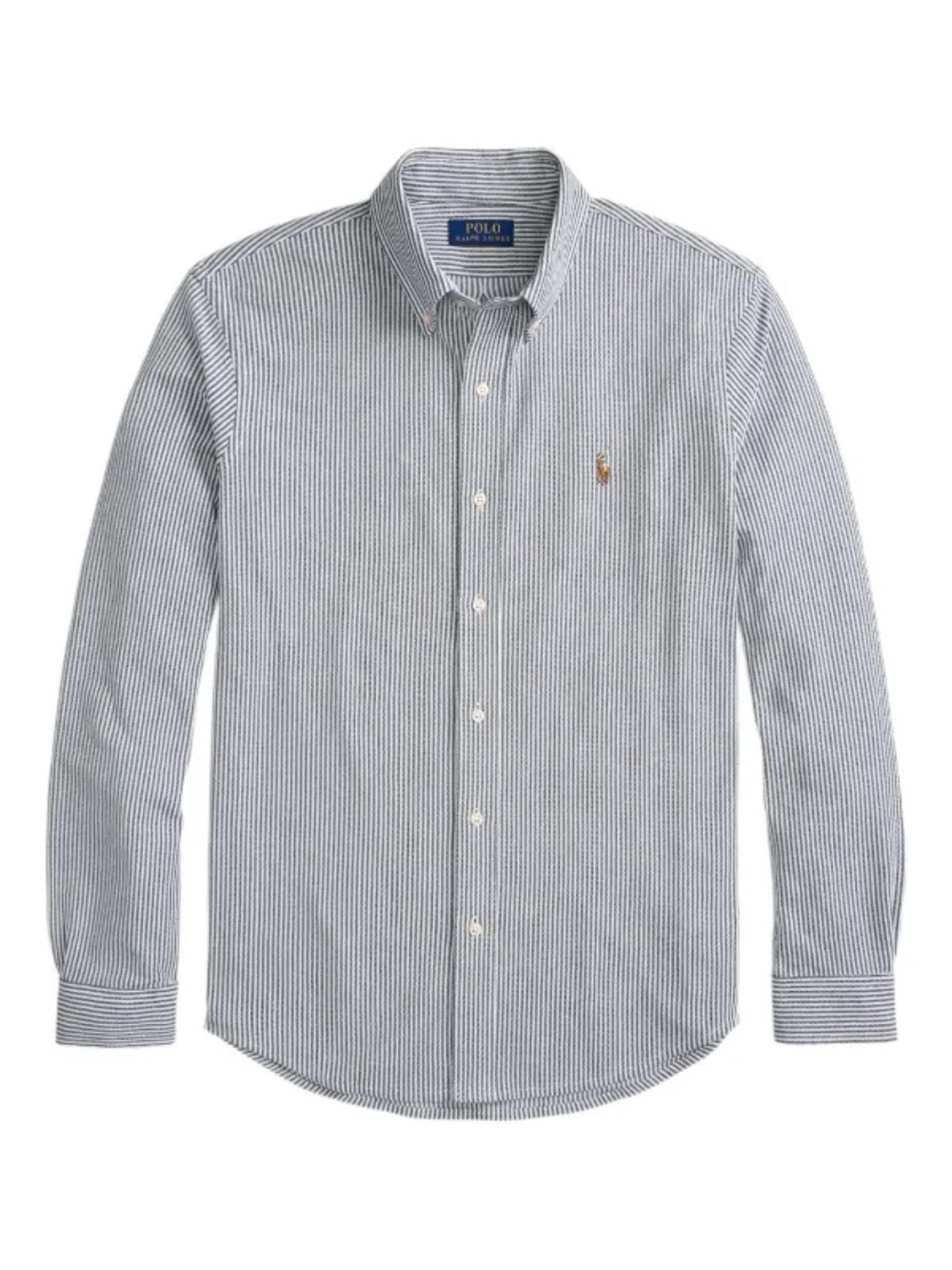 Polo by Ralph Lauren Blue and White Pinstripe Dress Shirt Size: L